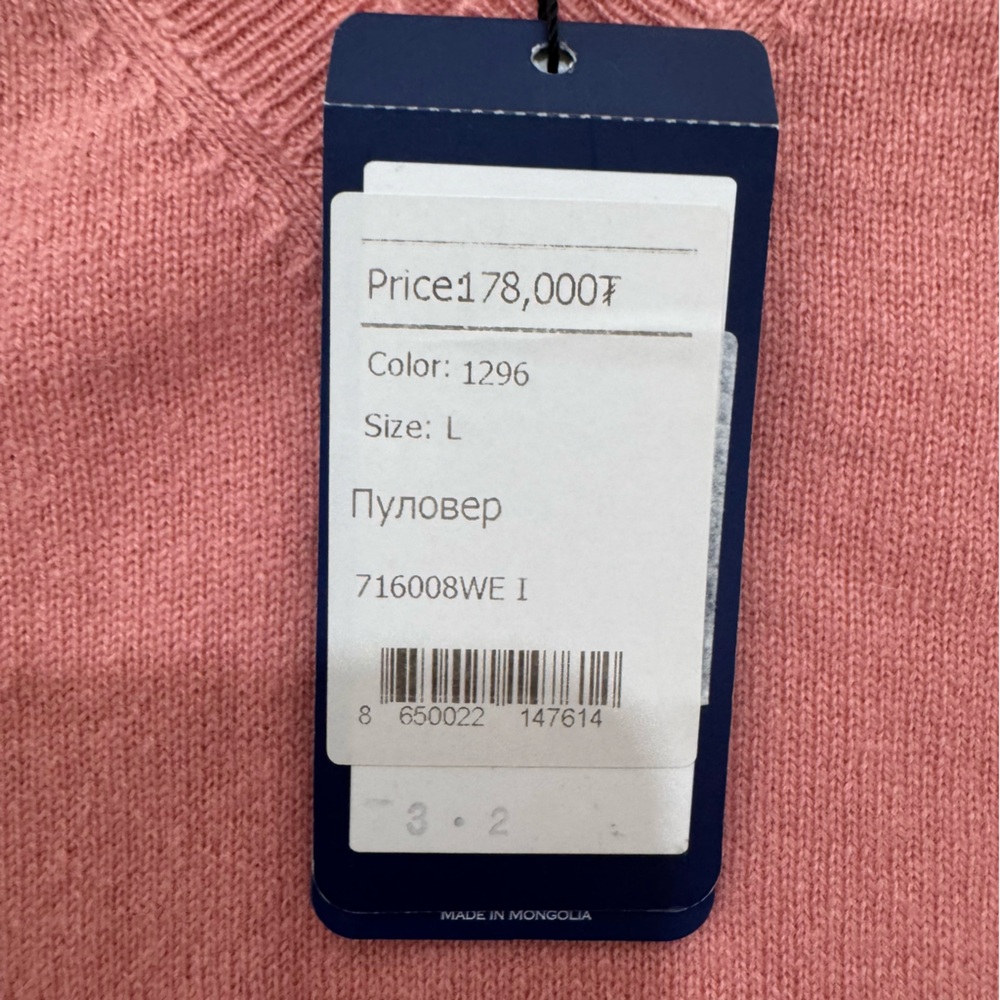 NWT Gobi Mongolian Cashmere V Neck Sweater Women's Large Peach Pink - Picture 4 of 12